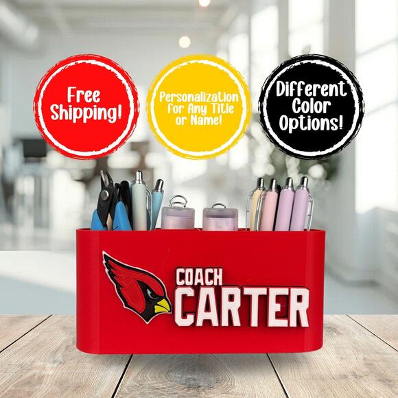 Personalized Arizona Cardinals Desk Organizer, Cardinals Gift - Picture 1 of 10